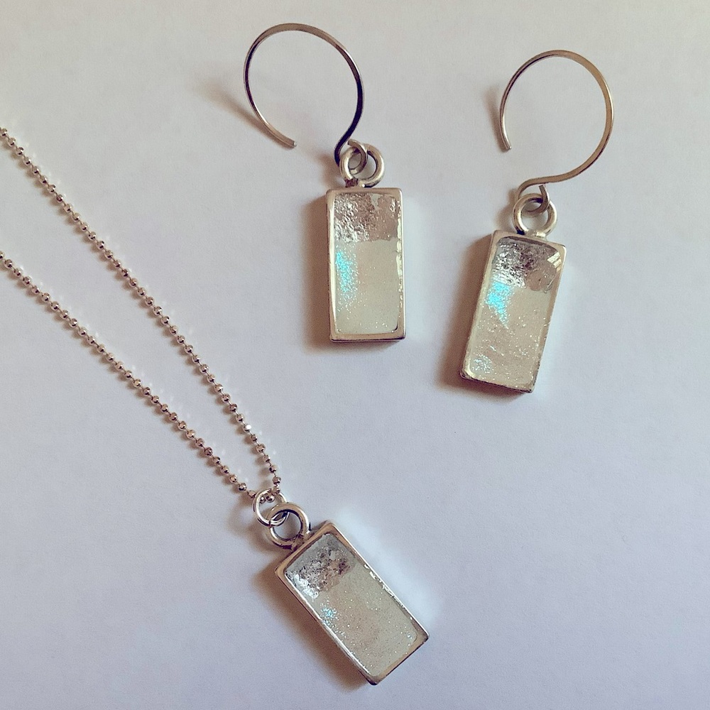Set of Sterling Silver Necklace and Dangling Earrings - New/Never Worn
